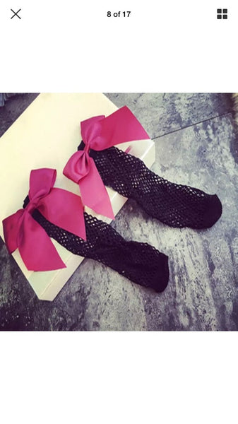 Fishnet Bow socks