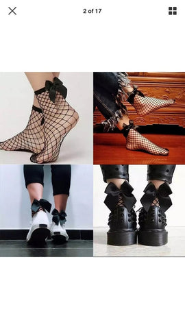 Fishnet Bow socks